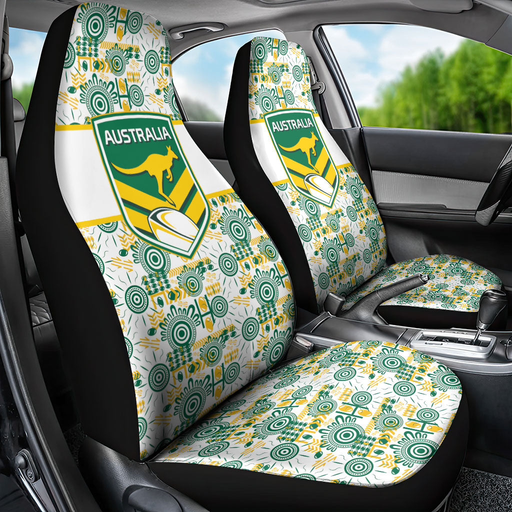 Australia Rugby Kangaroo Car Seat Cover White Aboriginal Dot Geometry