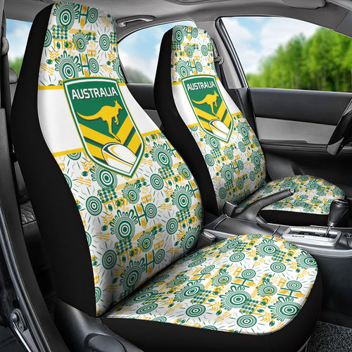 Australia Rugby Kangaroo Car Seat Cover White Aboriginal Dot Geometry