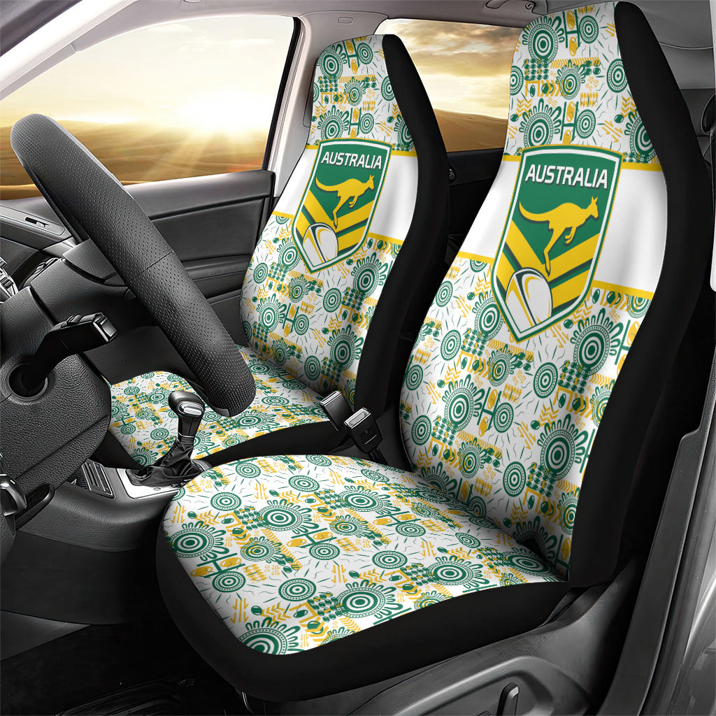 Australia Rugby Kangaroo Car Seat Cover White Aboriginal Dot Geometry