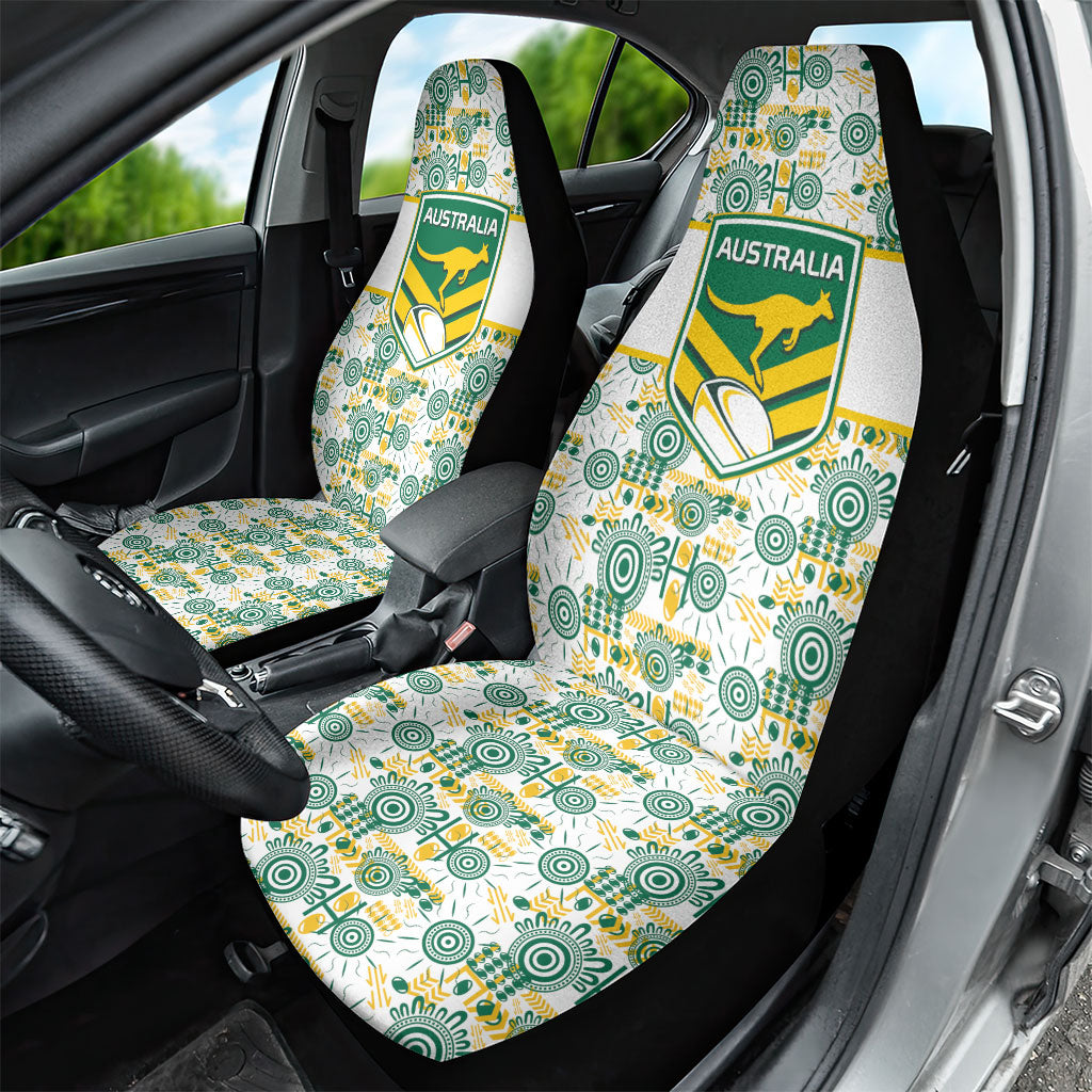 Australia Rugby Kangaroo Car Seat Cover White Aboriginal Dot Geometry