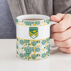 Australia Rugby Kangaroo Ceramic Mug White Aboriginal Dot Geometry