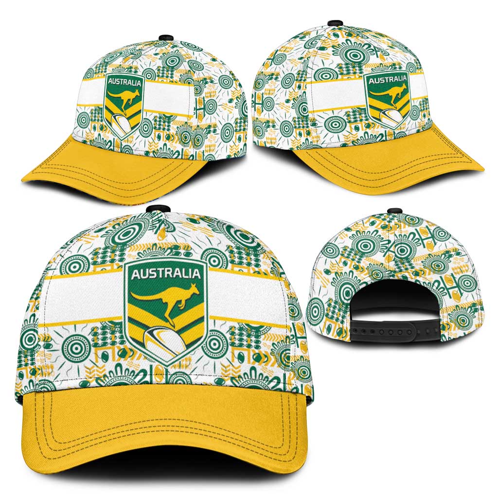 Australia Rugby Kangaroo Classic Cap White Aboriginal Dot Geometry