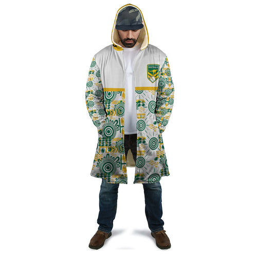 Australia Rugby Kangaroo Cloak White Aboriginal Dot Geometry