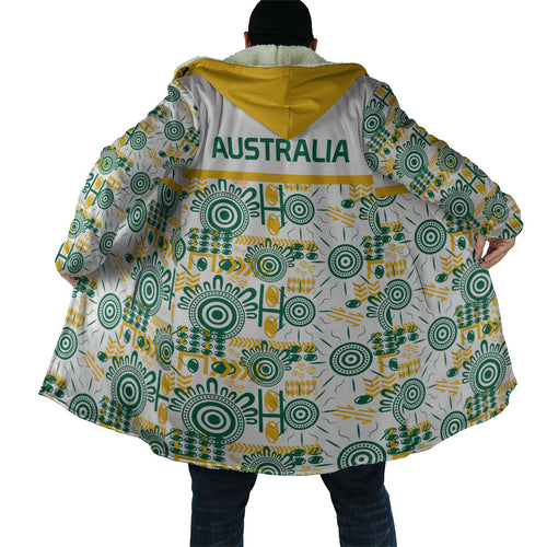 Australia Rugby Kangaroo Cloak White Aboriginal Dot Geometry