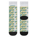Australia Rugby Kangaroo Crew Socks White Aboriginal Dot Geometry