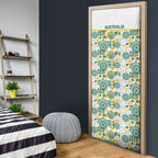Australia Rugby Kangaroo Door Cover White Aboriginal Dot Geometry
