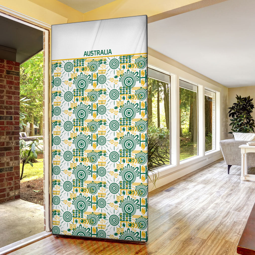 Australia Rugby Kangaroo Door Cover White Aboriginal Dot Geometry