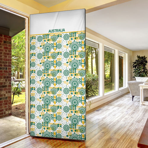 Australia Rugby Kangaroo Door Cover White Aboriginal Dot Geometry