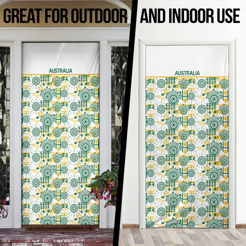 Australia Rugby Kangaroo Door Cover White Aboriginal Dot Geometry