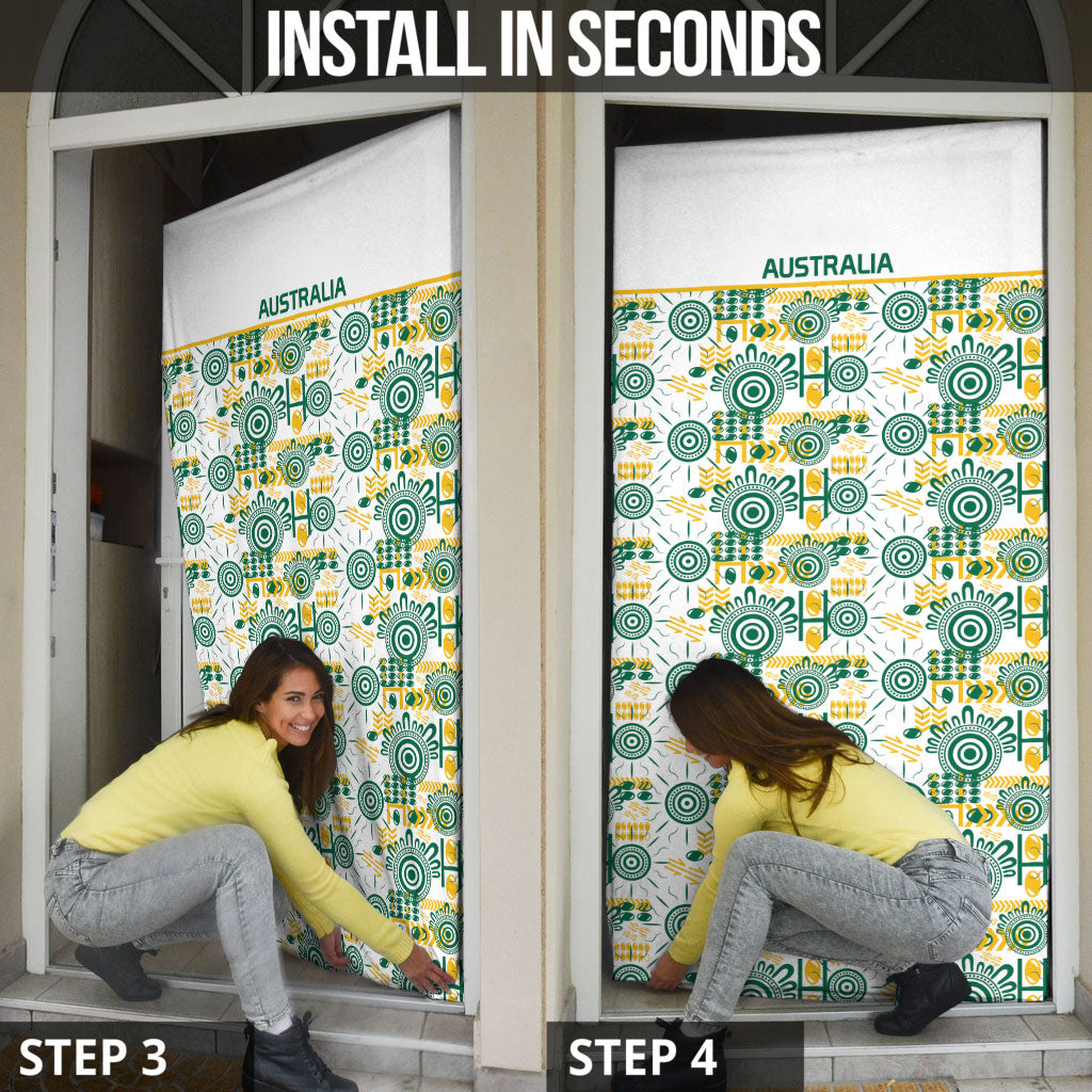 Australia Rugby Kangaroo Door Cover White Aboriginal Dot Geometry