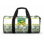 Australia Rugby Kangaroo Duffle Bag White Aboriginal Dot Geometry