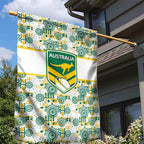 Australia Rugby Kangaroo Garden Flag White Aboriginal Dot Geometry