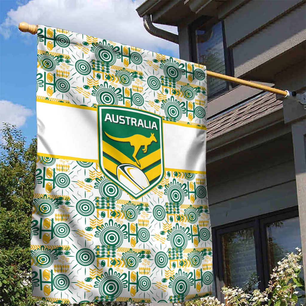Australia Rugby Kangaroo Garden Flag White Aboriginal Dot Geometry