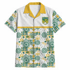 Australia Rugby Kangaroo Hawaiian Shirt White Aboriginal Dot Geometry