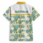 Australia Rugby Kangaroo Hawaiian Shirt White Aboriginal Dot Geometry