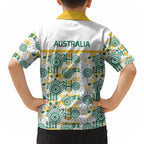 Australia Rugby Kangaroo Hawaiian Shirt White Aboriginal Dot Geometry
