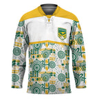Australia Rugby Kangaroo Hockey Jersey White Aboriginal Dot Geometry