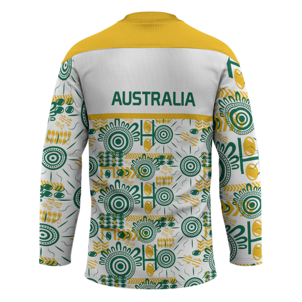 Australia Rugby Kangaroo Hockey Jersey White Aboriginal Dot Geometry