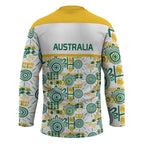 Australia Rugby Kangaroo Hockey Jersey White Aboriginal Dot Geometry