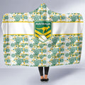 Australia Rugby Kangaroo Hooded Blanket White Aboriginal Dot Geometry