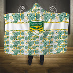 Australia Rugby Kangaroo Hooded Blanket White Aboriginal Dot Geometry