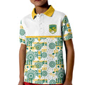 Australia Rugby Kangaroo Kid Polo Shirt White Aboriginal Dot Geometry