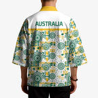 Australia Rugby Kangaroo Kimono White Aboriginal Dot Geometry