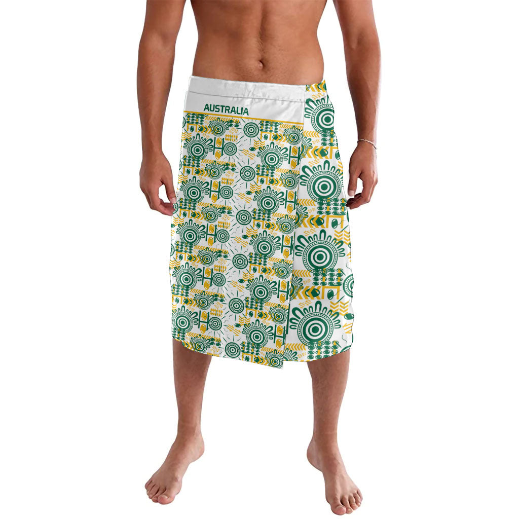 Australia Rugby Kangaroo Lavalava White Aboriginal Dot Geometry