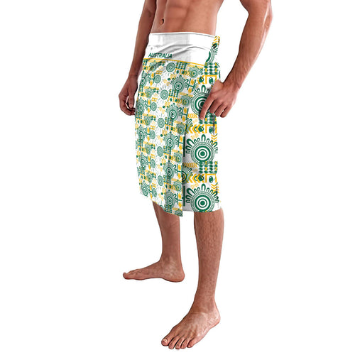 Australia Rugby Kangaroo Lavalava White Aboriginal Dot Geometry
