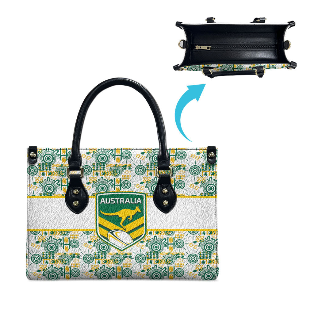 Australia Rugby Kangaroo Leather Bag White Aboriginal Dot Geometry