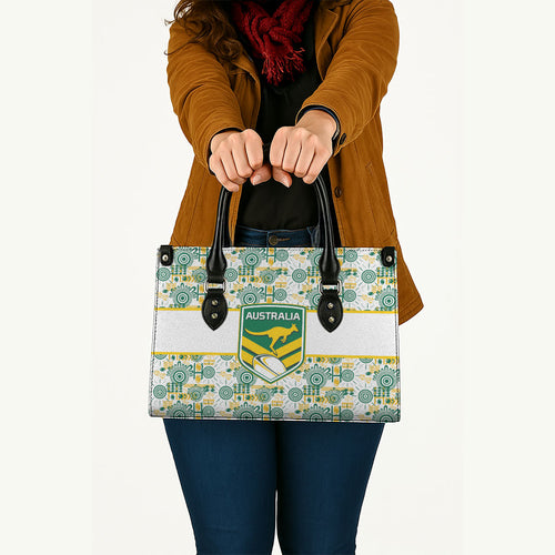 Australia Rugby Kangaroo Leather Bag White Aboriginal Dot Geometry