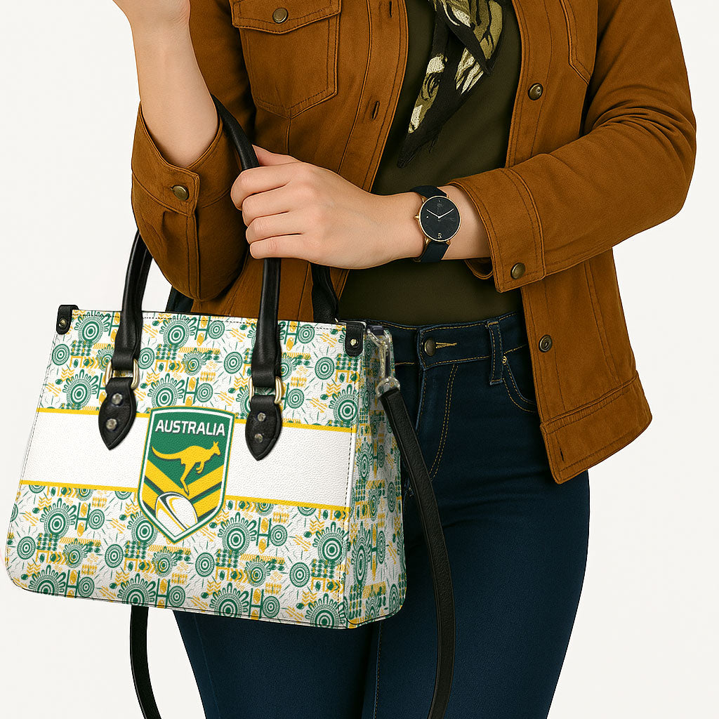 Australia Rugby Kangaroo Leather Bag White Aboriginal Dot Geometry