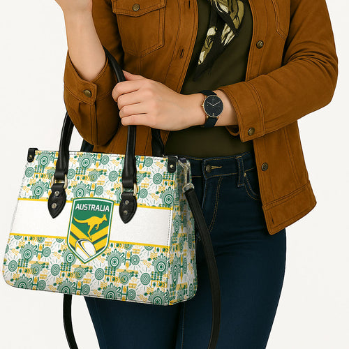Australia Rugby Kangaroo Leather Bag White Aboriginal Dot Geometry