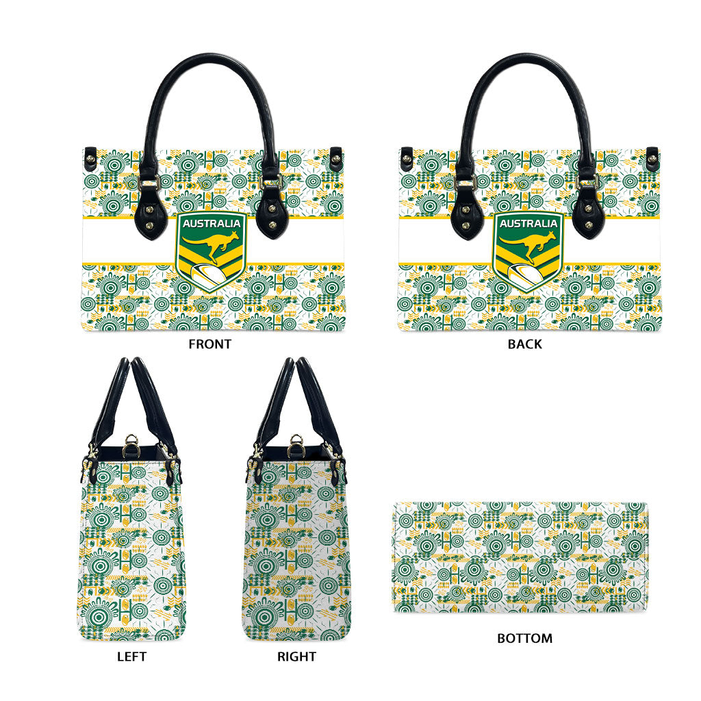 Australia Rugby Kangaroo Leather Bag White Aboriginal Dot Geometry