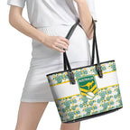 Australia Rugby Kangaroo Leather Tote Bag White Aboriginal Dot Geometry