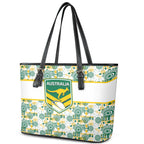 Australia Rugby Kangaroo Leather Tote Bag White Aboriginal Dot Geometry