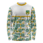 Australia Rugby Kangaroo Long Sleeve Shirt White Aboriginal Dot Geometry