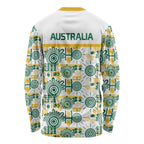 Australia Rugby Kangaroo Long Sleeve Shirt White Aboriginal Dot Geometry