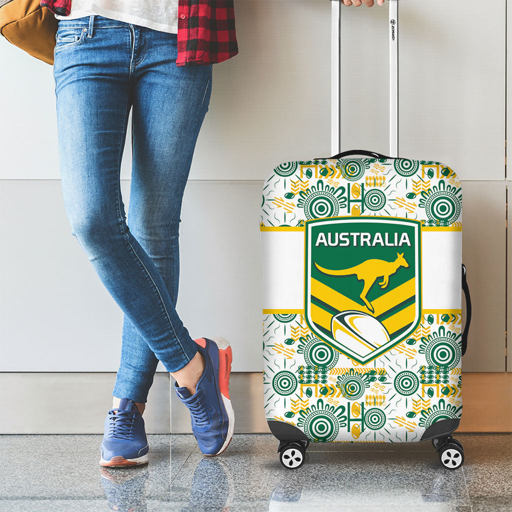 Australia Rugby Kangaroo Luggage Cover White Aboriginal Dot Geometry
