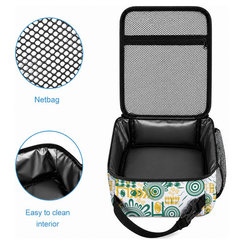 Australia Rugby Kangaroo Lunch Bag White Aboriginal Dot Geometry