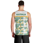 Australia Rugby Kangaroo Men Tank Top White Aboriginal Dot Geometry