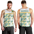Australia Rugby Kangaroo Men Tank Top White Aboriginal Dot Geometry