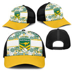 Australia Rugby Kangaroo Mesh Trucker Cap White Aboriginal Dot Geometry