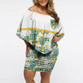 Australia Rugby Kangaroo Off Shoulder Short Dress White Aboriginal Dot Geometry