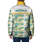 Australia Rugby Kangaroo Padded Jacket White Aboriginal Dot Geometry