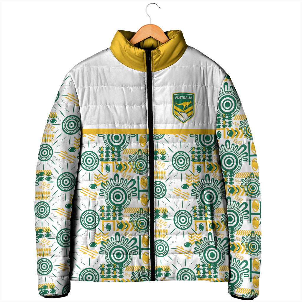 Australia Rugby Kangaroo Padded Jacket White Aboriginal Dot Geometry