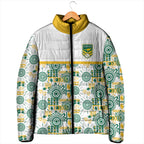 Australia Rugby Kangaroo Padded Jacket White Aboriginal Dot Geometry