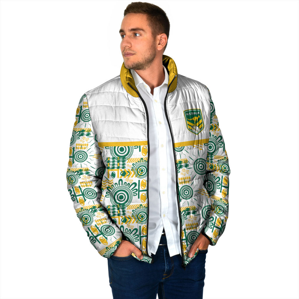 Australia Rugby Kangaroo Padded Jacket White Aboriginal Dot Geometry