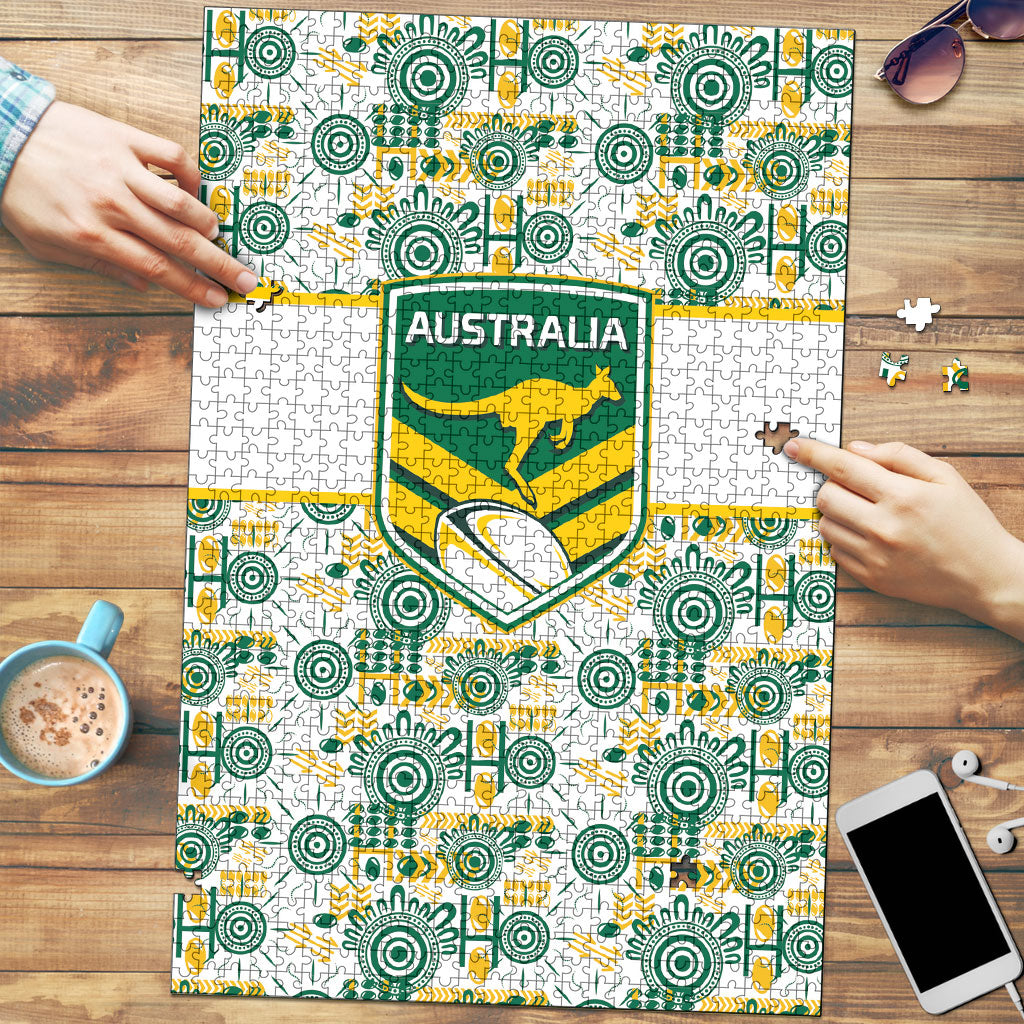 Australia Rugby Kangaroo Puzzle White Aboriginal Dot Geometry