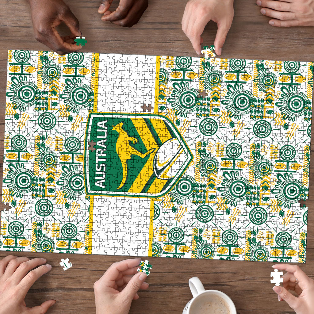 Australia Rugby Kangaroo Puzzle White Aboriginal Dot Geometry